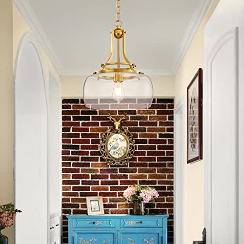 Chandelier Rustic Farmhouse Industrial Round Ceiling Pendant LED Light Fixture with Clear Glass Shades for Dining Room Kitchen Island Foyer Entryway