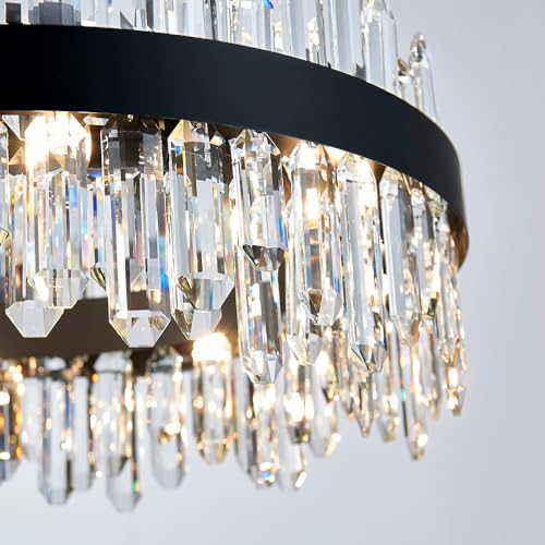 Black Modern Oval Crystal Chandelier