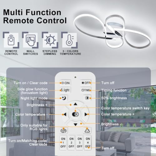66W Dimmable Modern LED Ceiling Light Fixtures 3000K
