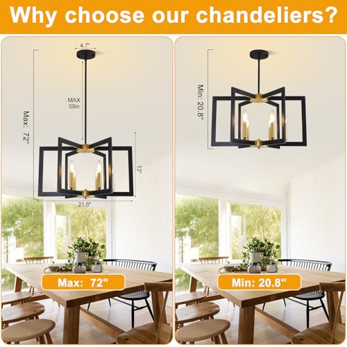 22" Black and Gold Chandelier (6 Count)
