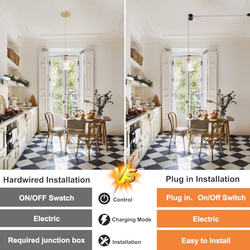 Plug in Pendant Light Hanging Light Fixture Corded On