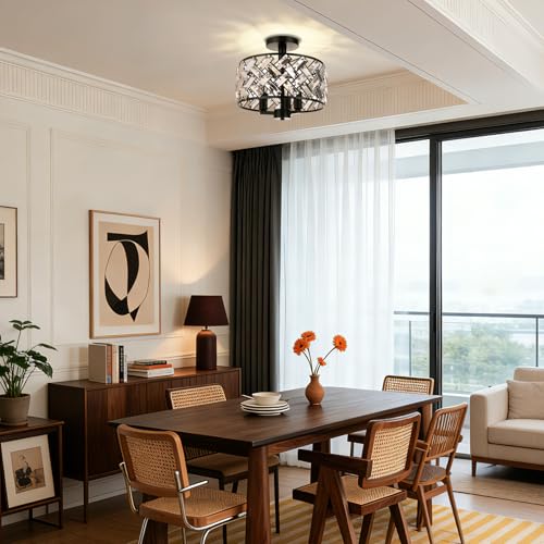 Black Crystal Ceiling Light