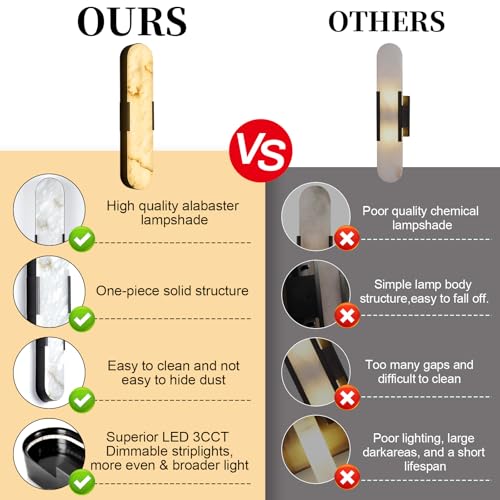 Alabaster Wall Sconces 20" LED Tunable 3000K~6000K