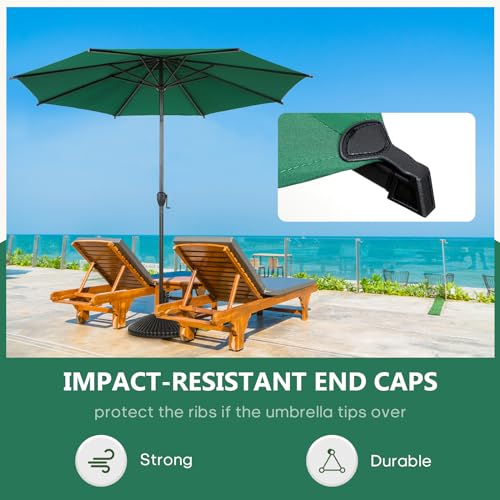 11FT Lyon Outdoor Patio Umbrella Outdoor Table Umbrella with Push Button Tilt and Crank Market Umbrella 8 Sturdy Ribs UV Protection Waterproof for Garden Deck Backyard Pool Dark Green