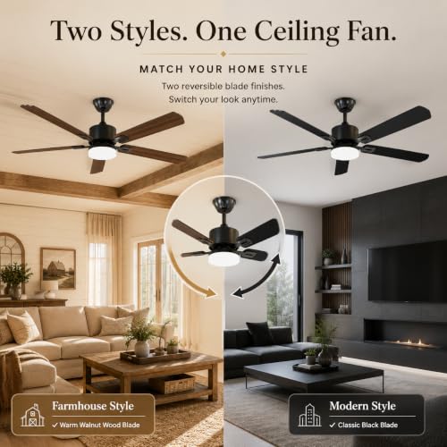 42 Inch Ceiling Fans with Lights and Remote Control (Black / 42 inches)