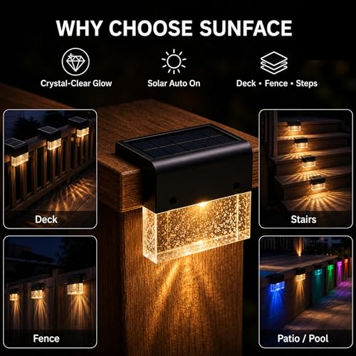 Solar Deck Lights Outdoor 4 Pack (4 Count)
