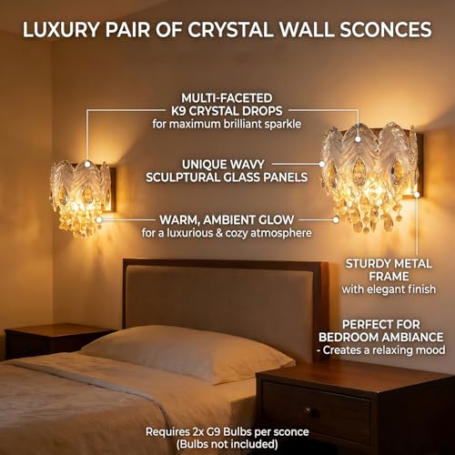 Modern 2 Light K9 Crystal Wall Sconce