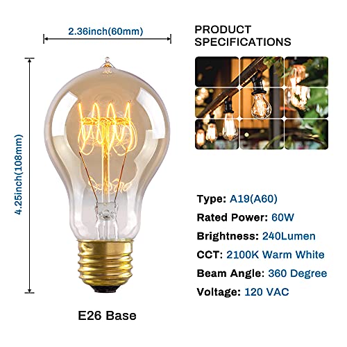 4 Pack Edison Light Bulb (4 Count)