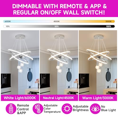 LED Modern 3 Ring Chandeliers