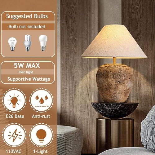 Rustic Farmhouse Clay Pot Table Lamps 19.6" Tall Ceramic Table Lamp