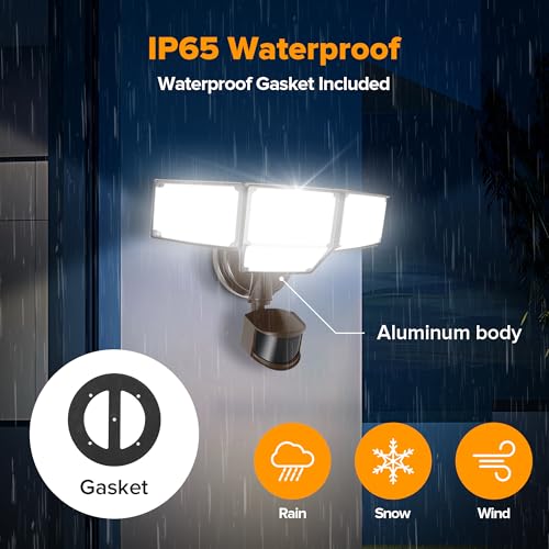 80W 9000LM LED Security Lights Hardwire Motion Sensor Outdoor Lights