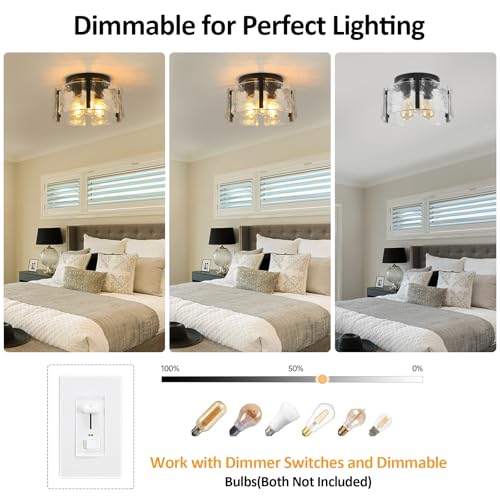 Black Semi Flush Mount Ceiling Light Fixture