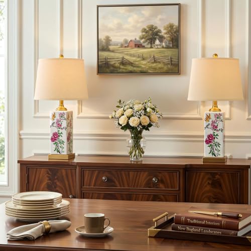 24.7" Chinoiserie Lamps Set of 2