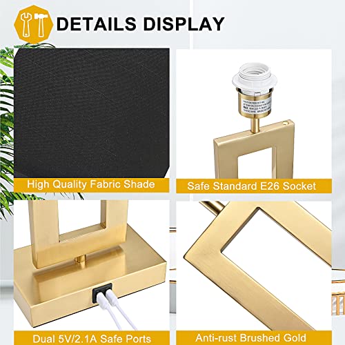 22'' Black&Gold Lamps for Bedrooms Set of 2 (2 Count)