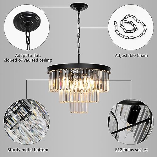Black Crystal Chandeliers for Dining Room