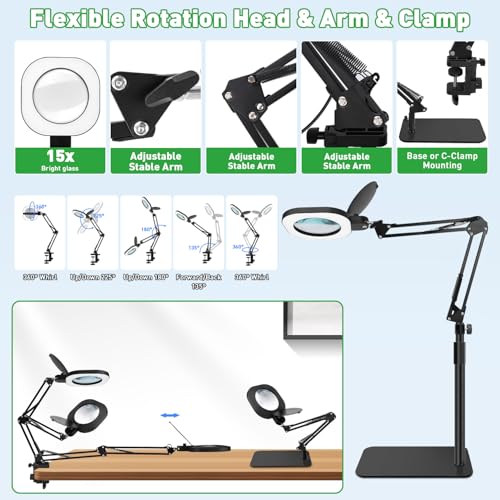 15X Real Glass Magnifying Lamp