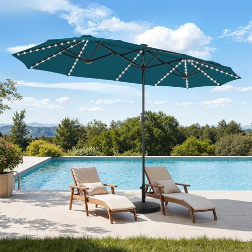 13 ft Patio Umbrella with 120 LED Solar Lights Outdoor Umbrella