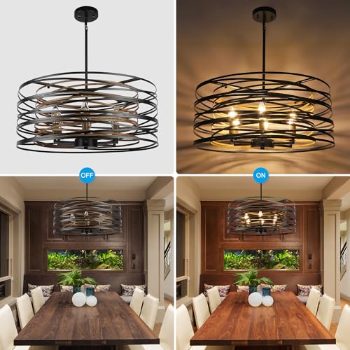 23.6'' Rustic Large Drum Chandeliers for Dining Room