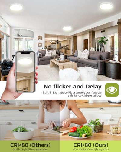 1PACK LED Flush Mount Ceiling Light Fixture White