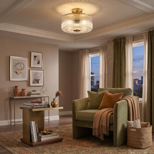 3 Light Gold Semi Flush Mount Ceiling Light