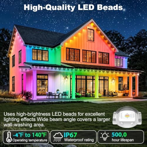 500FT Permanent Outdoor Lights Waterproof with Smart App Control Remote
