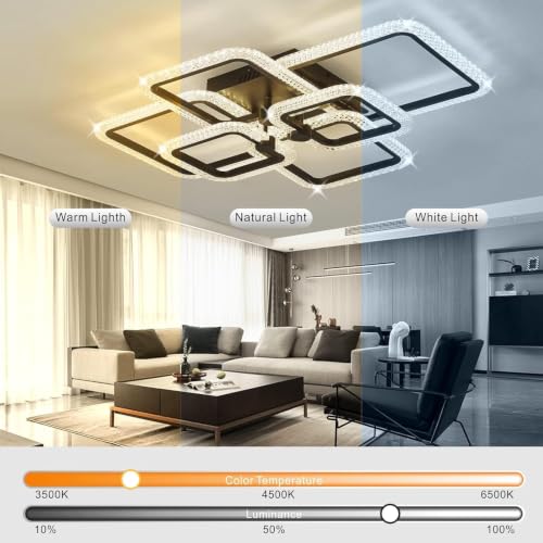 Dimmable White Modern Ceiling Lamp with Remote for for Living Room