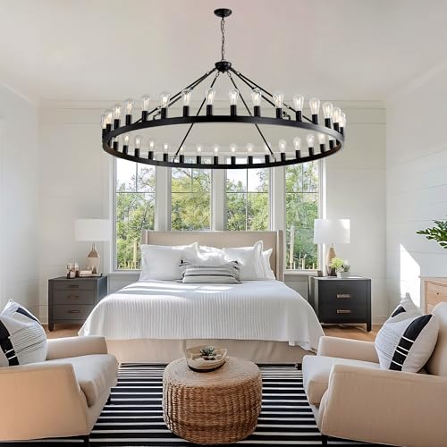 Black Wagon Wheel Chandelier