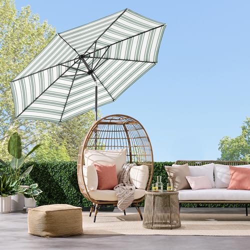 10ft Solar Polyester LED Lighted Patio Umbrella w