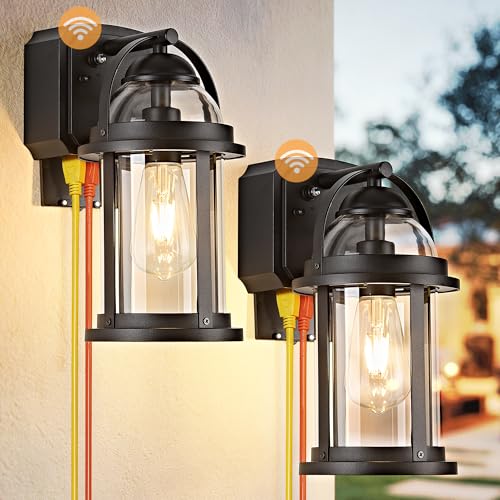 Dusk to Dawn Outdoor Wall Lights with GFCI Outlet
