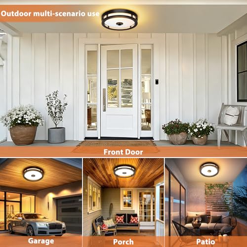 Outdoor Motion Sensor Ceiling Light with Remote