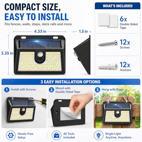 6 Packs] Solar Motion Sensor Outdoor Lights (6 Count)