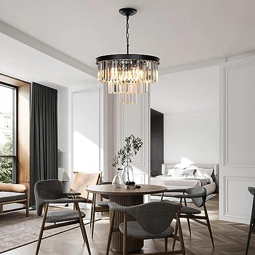 Black Crystal Chandeliers for Dining Room