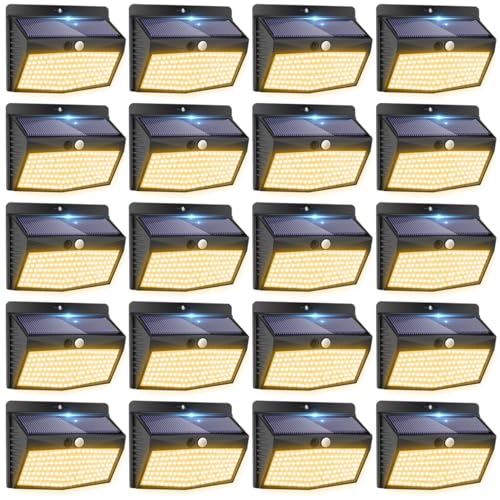 20 Pack Solar Motion Sensor Lights Outdoor Waterproof with 3 Modes (20 Count)