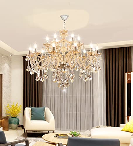 Luxury Cognac Crystal Chandelier 18 Lights