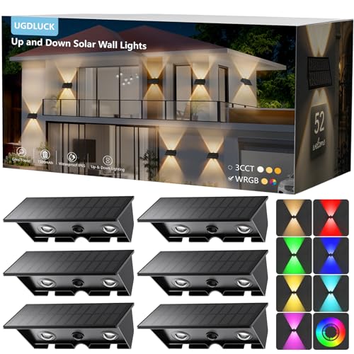 6PACK Solar Wall Lights Outdoor