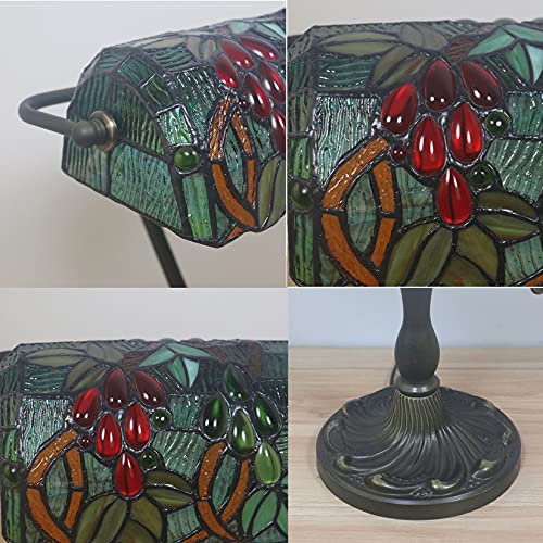 Tiffany Style Bankers Table Lamp Stained Glass Piano Desk Lamp Vintage Bedroom Bedside Lamp for Study