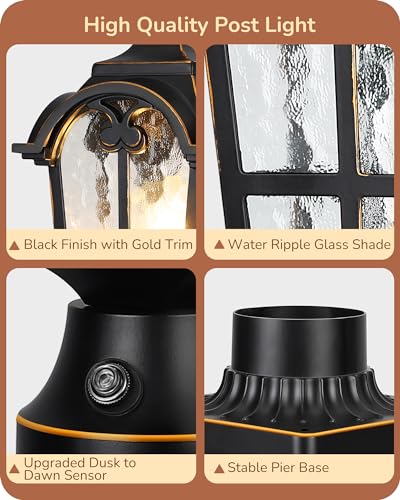 Dusk to Dawn Outdoor Post Light with Pier Mount Base