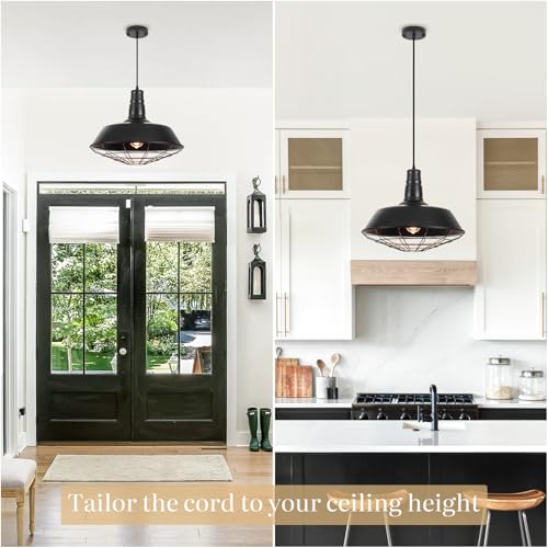 Black Farmhouse Pendant Light (2 Count)