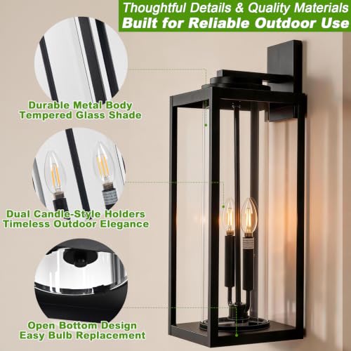 Large 24 Inch Outdoor Wall Light Fixtures (2 Count)