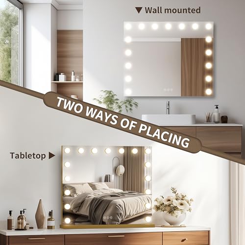 Vanity Mirror with Lights 23.6''x20.5'' Makeup Mirror with Lights Lighted Up Mirror with Dimmable Bulbs