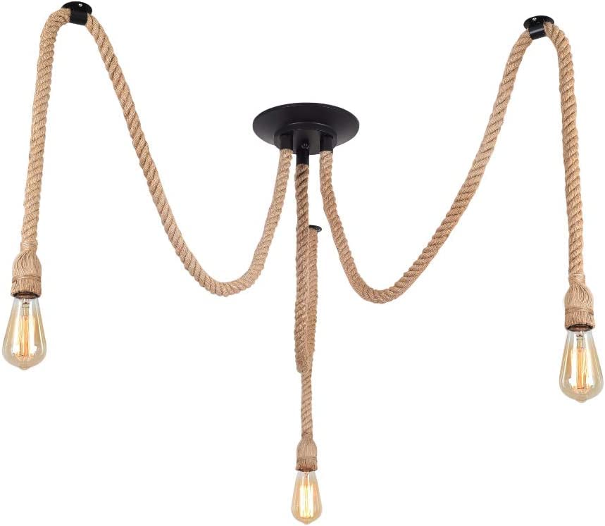 3 Light Hemp Rope Chandelier