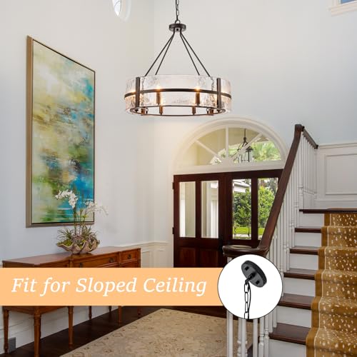 28" Black Glass Chandelier for Dining Room