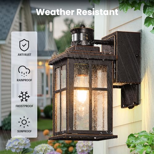 Motion Sensor Outdoor Sconce Lights with GFCI Outlet