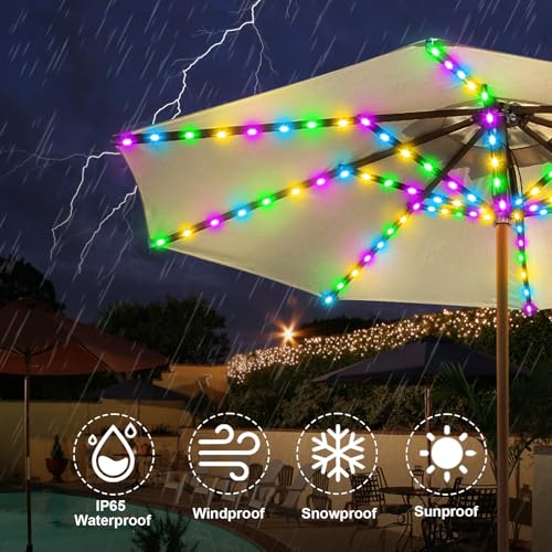 Patio Umbrella Solar Lights Outdoor 8 Strands with 8 Lighting Mode 152 LEDs