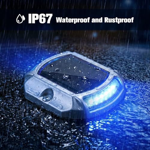 Solar Driveway Dock Deck LED Outdoor Lights 2 Colors Modes 4 Pack (4 count)