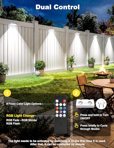 Solar Fence Lights Outdoor with Remote (16 Count)