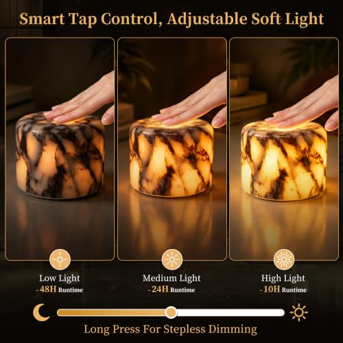 Natural Marble Cordless Touch Dimmable Table Lamp Night Light