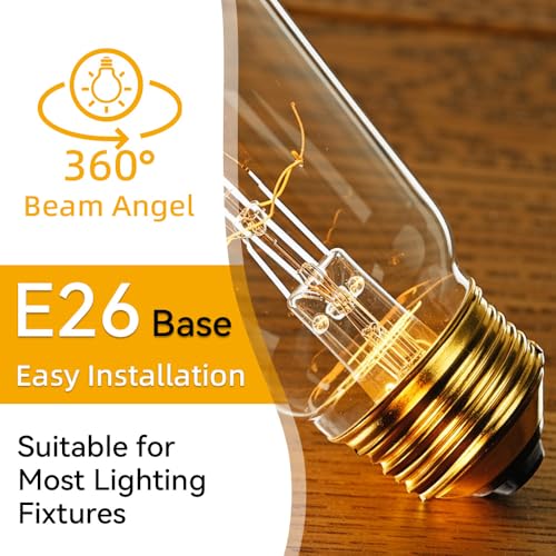 4 Pack Edison Light Bulb 60 Watt Dimmable ST58 Vintage Warm Bulb (4 Count)