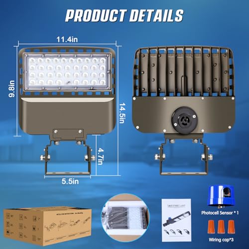 150W LED Parking Lot Light Dusk to Dawn Photocell 22500LM 5000K