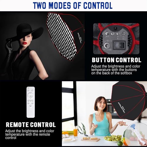 110W Octagonal Parabolic Softbox Lighting Kit with Honeycomb Grid